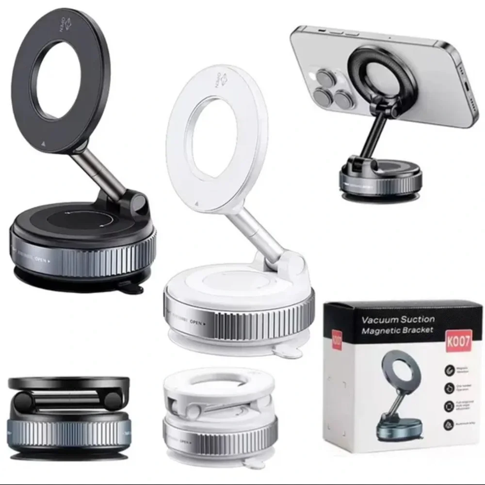 Magnetic Vacuum Suction Phone Mount - Black